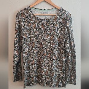 Croft & Barrow Ditsy Floral Print Long Sleeve Top